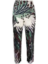 Pleats Please Issey Miyake Frosty Forest Pleated Cropped Trousers Black IL at Farfetch