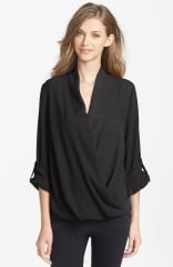 Pleione Faux Wrap Blouse in black at Nordstrom