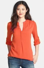 Pleione Mixed Media Tunic in Orange at Nordstrom