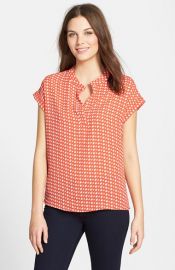 Pleione Print Split Neck Blouse at Nordstrom