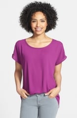 Pleione Scoop Neck Short Sleeve Blouse in purple at Nordstrom