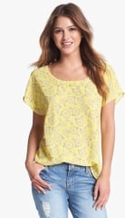 Pleione Scoop Neck Short Sleeve Blouse in yellow at Nordstrom