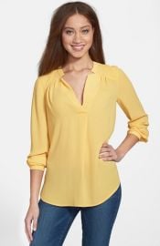 Pleione Shirred Shoulder Blouse in yellow at Nordstrom