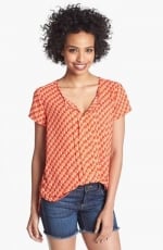 Pleione Split Neck Pleat Front Top at Nordstrom