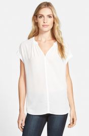 Pleione Split Neck Top in White at Nordstrom