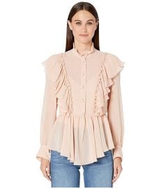 Plisse Georgette Long Sleeve Top at Zappos