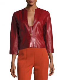 Plongé Leather Split-Neck Top at Last Call