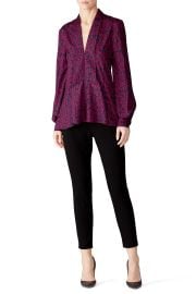 Plum Animal Print Blouse by Derek Lam Collective for 35 at Rent the Runway