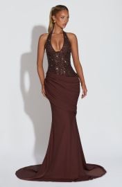 Plum Brown Maxi Dress - Taylor Gown by Babyboo Fashion at Babyboo