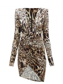 Plunge-neck lynx-print jersey mini dress at Matches