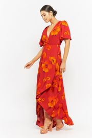 Plunging Floral Wrap Dress at Forever 21