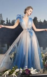 Plunging Ombre Evening Gown by Nicole Bakti at Reveboutique