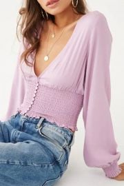 Plunging Smocked Top by Forever 21 at Forever 21