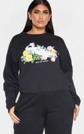 Plus Bed of Roses Slogan Sweater  at Pretty Little Thing