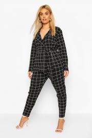 Plus Grid Check Blazer  Pants Two-Piece by Boohoo at Boohoo