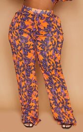 Plus Orange Print Beach Flares  PrettyLittleThing USA at Pretty Little Thing