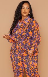 Plus Orange Print Beach Shirt  PrettyLittleThing USA at Pretty Little Thing