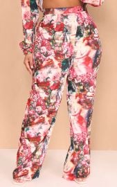 Plus Rose Femme Renaissance Wide Leg Trousers  PrettyLittleThing USA at Pretty Little Thing