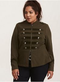 Plus Size - Embellished Zip Front Military Jacket - at Torrid