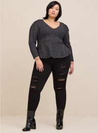 Plus Size - Rainbow Boucle V-Neck Peplum Top - Torrid at Torrid