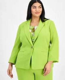 Plus Size 3/4-Sleeve Eyelet Blazer at Macys