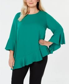 Plus Size Asymmetrical Bell-Sleeve Top at Macys