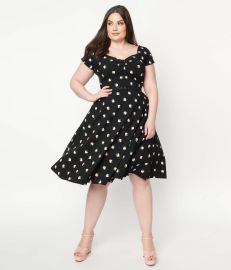 Plus Size Black amp Pink Strawberry Print Ohara Swing Dre at Unique Vintage