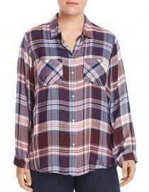 Plus Size Button Up Plaid Shirt at Amazon