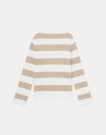 Plus-Size Cotton-Silk Tape amp Cashmere Stripe Bateau Neck Sweater Lafayette 148 New York at Lafayette 148