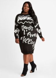 Plus Size Cozy Chic Oversize Graffiti Queen Colorblock Sweater Dresses at Ashley Stewart