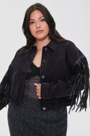 Plus Size Fringe Denim Jacket at Forever 21