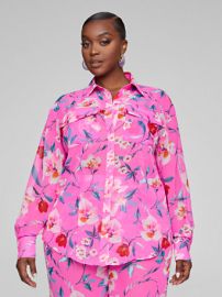 Plus Size Kristen Floral Print Button-Down Shirt    FTF at Fashion to Figure