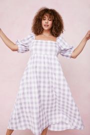 Plus Size Lilac Check Smock Midi Dress at Nasty Gal