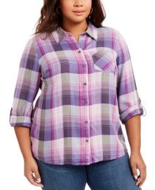 Plus Size Plaid Button-Front Shirt at Macys