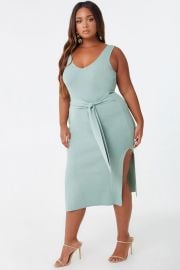 Plus Size Ribbed Self-Tie Dress by Forever 21 at Forever 21