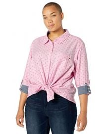 Plus-Size Roll Tab Button Down Shirt at Amazon