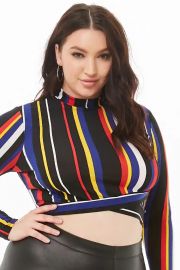 Plus Size Striped Tulip Crop Top at Forever 21