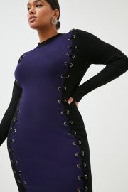 Plus size Eyelet Detail Knitted Dress at Karen Millen