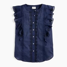 Point Sur sleeveless embroidered flutter top by J. Crew at J. Crew