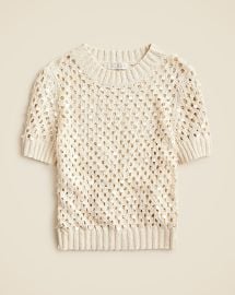 Pointelle Embellished Short-sleeve Sweater For Women JCrew at J. Crew
