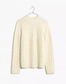 Pointelle Stitch-Mix Mockneck Sweater at Madewell