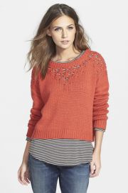 Pointelle Yoke Crop Sweater at Nordstrom Rack