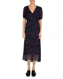 Poison Roses Front-Button Midi Dress at Bloomingdales