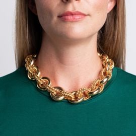 Polished Gold Link Necklace at Kenneth Jay Lane