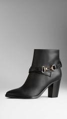 Polished Metal Buckle Ankle Boots at Burberry