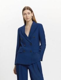 Polished Stretch Wool Blend Double Breasted Blazer at Karen Millen