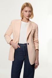 Polished Viscose Tailored Single Breasted Jacket at Karen Millen