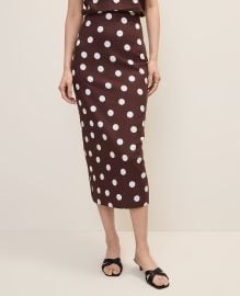 Polka Dot Midi Pencil Skirt in Linen Blend at Ann Taylor