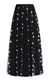 Polka Dot Paneled Crepe De Chine Skirt By Carolina Herrera at Moda Operandi