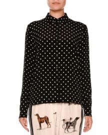 Polka Dot Silk Blouse w Striped Back at Neiman Marcus